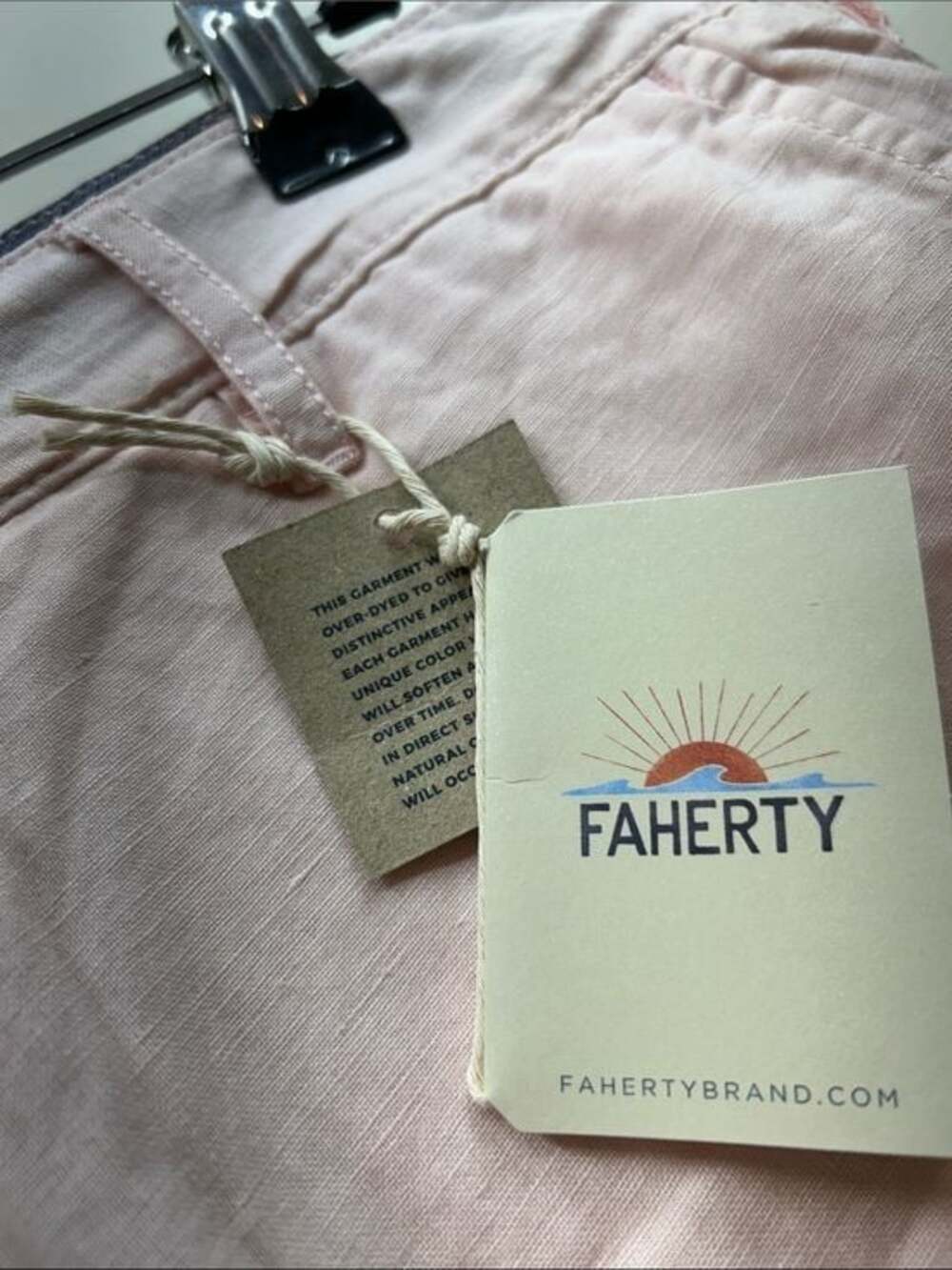 NWT Men's Faherty Soft Blush Linen-Blend Flat Front Shorts - Picture 3 of 10